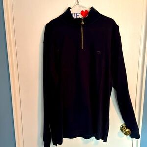 Rose & Gunn Quarter Zip Sweater Navy Blue Large NWT